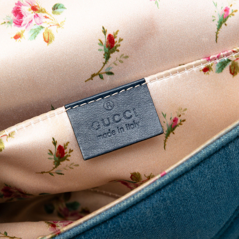 Pre-Loved Gucci Small GG Marmont Matelasse Denim Pearly Shoulder Bag - Picture 5 of 7